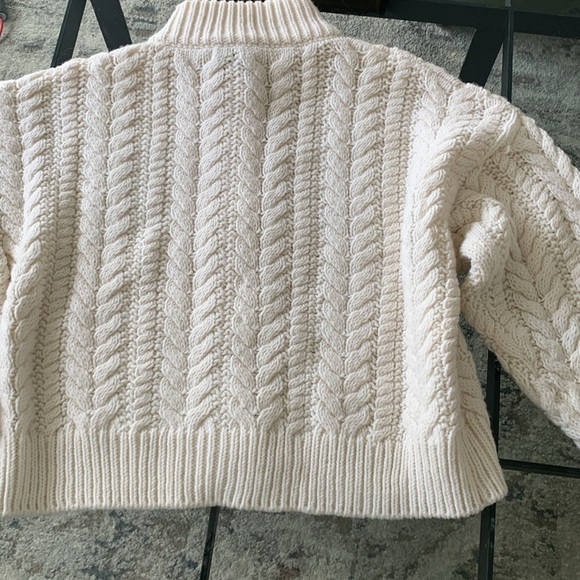 Something Navy Womens Chunky Cable Knit Button Up Cardigan Sweater White Size XS - Picture 13 of 13